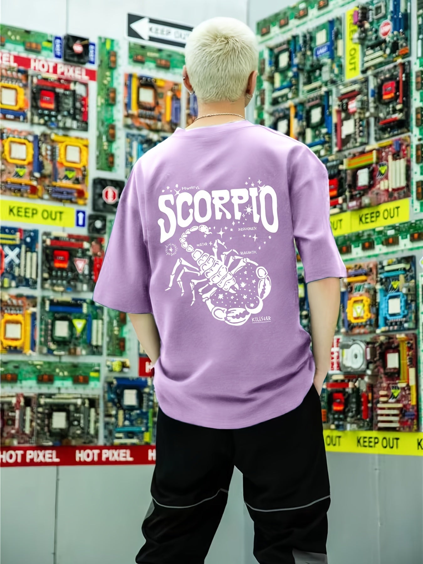 Scorpion Pattern Print Men's Short Sleeve T-shirt Graphic Tee