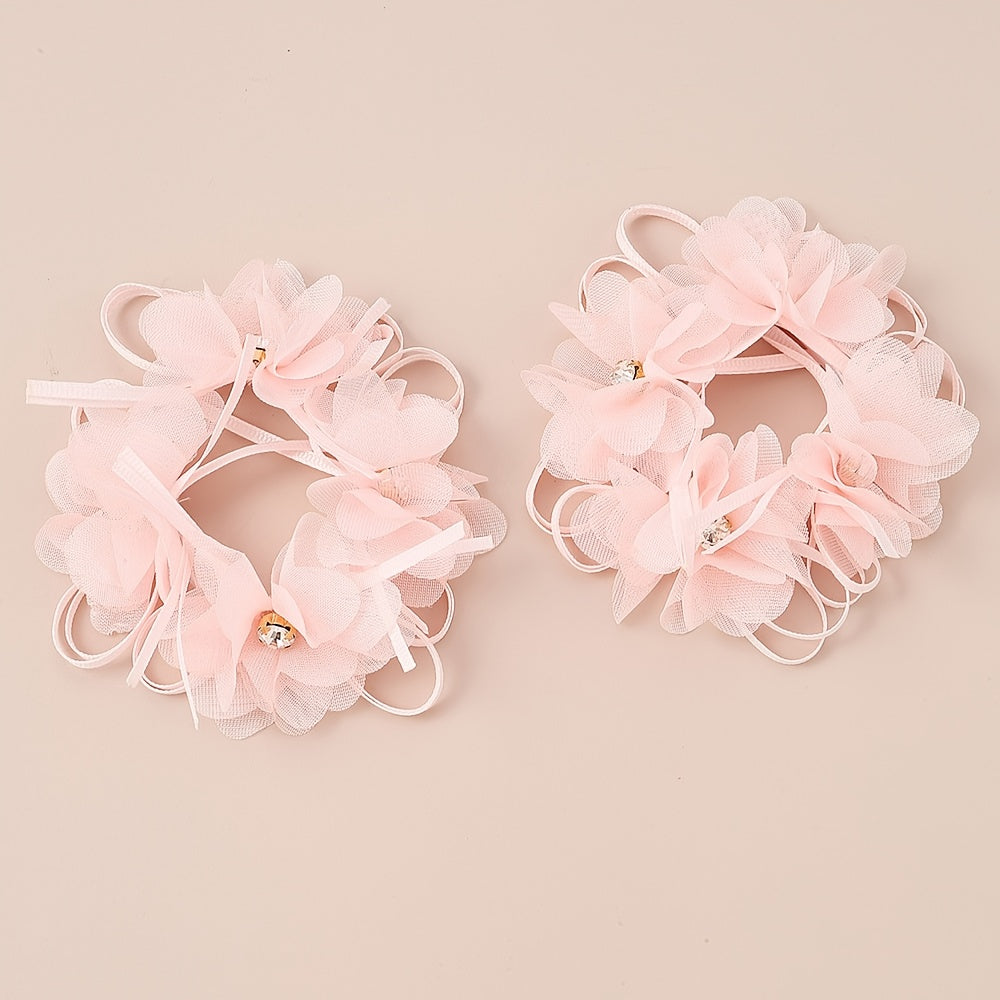 2pcs Girls Flowers Hair Tie Ponytail Holders