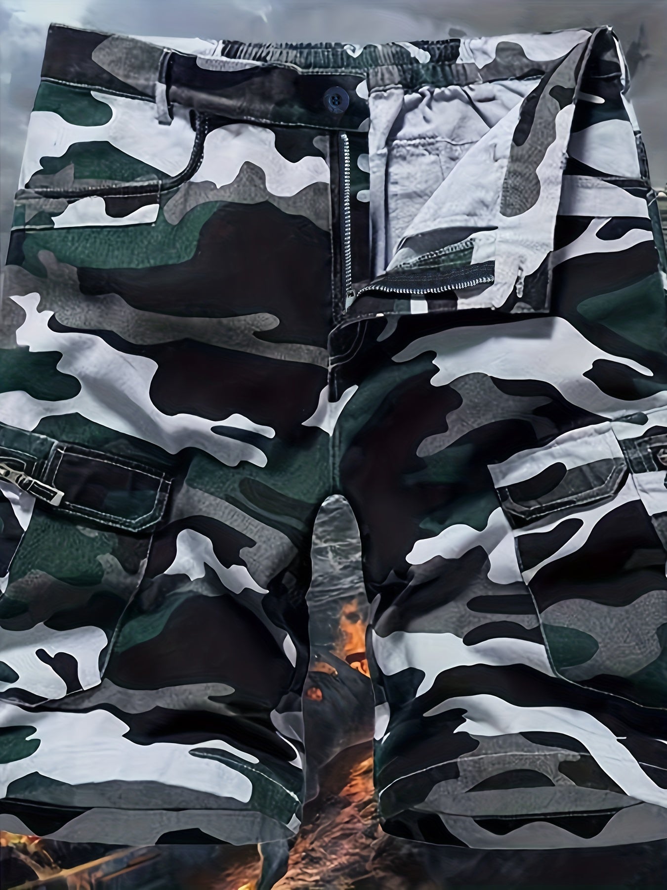 Men's Camo Denim Shorts - Casual Street Style for Summer