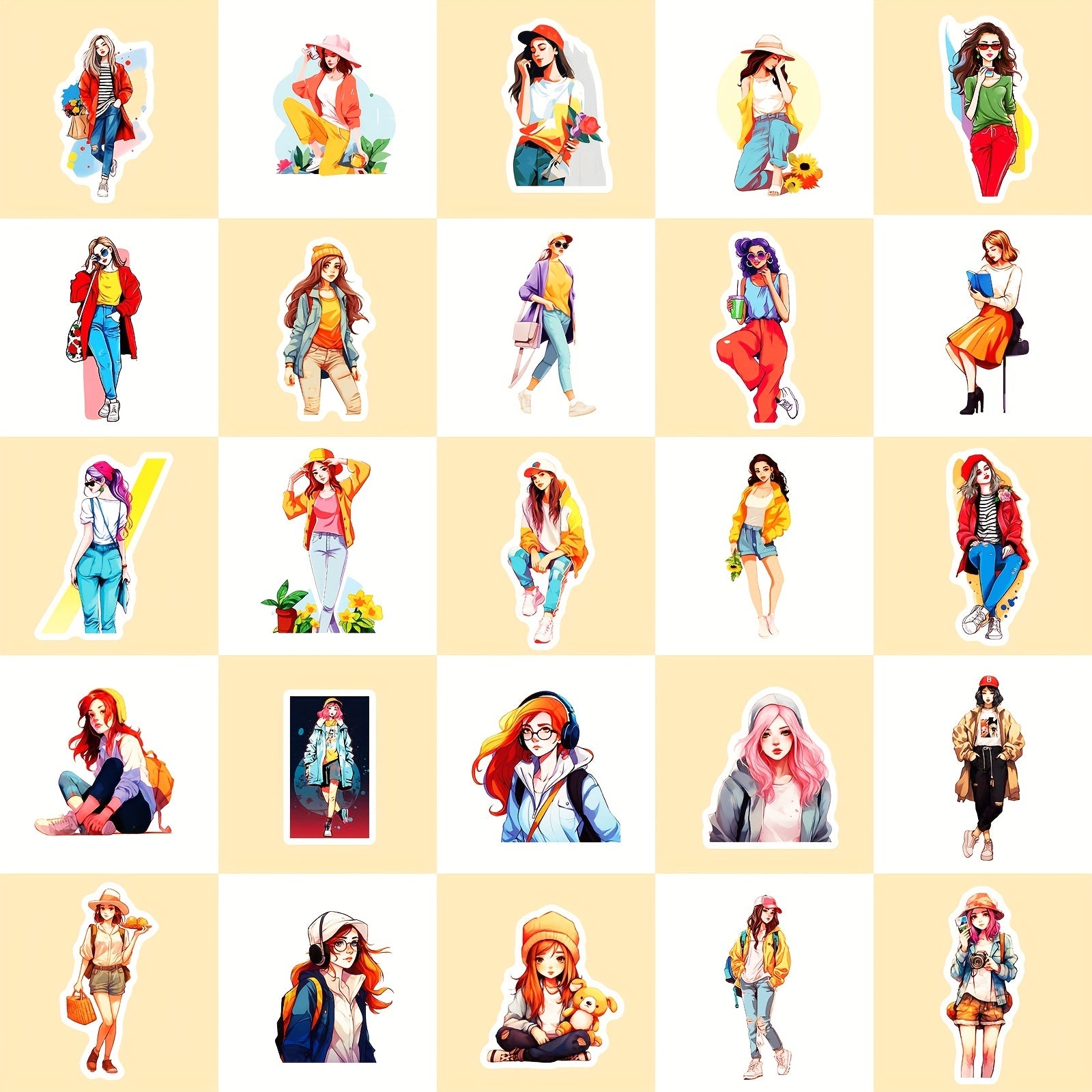 50pcs Waterproof Lady Stickers for Water Bottles Laptops Phones Skateboa