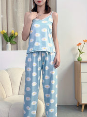 Floral Print Pajama Set V Neck Cami Top & Pants