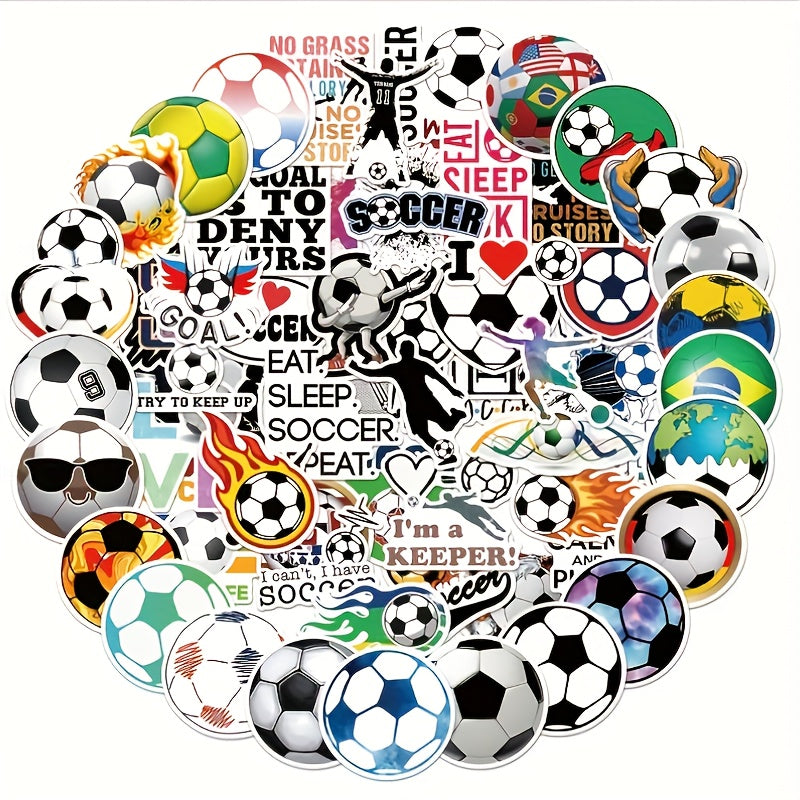 100pcs Soccer Stickers Vinyl Waterproof Stickers For Water Bottles Luggage
