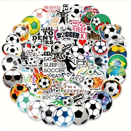 100pcs Soccer Stickers Vinyl Waterproof Stickers For Water Bottles Luggage