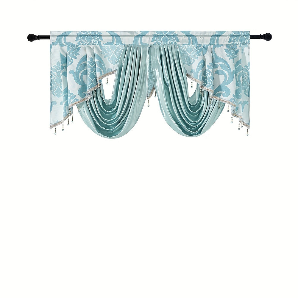 Retro Jacquard Valance Tassel Double Wave Curtain Head