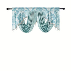 Retro Jacquard Valance Tassel Double Wave Curtain Head
