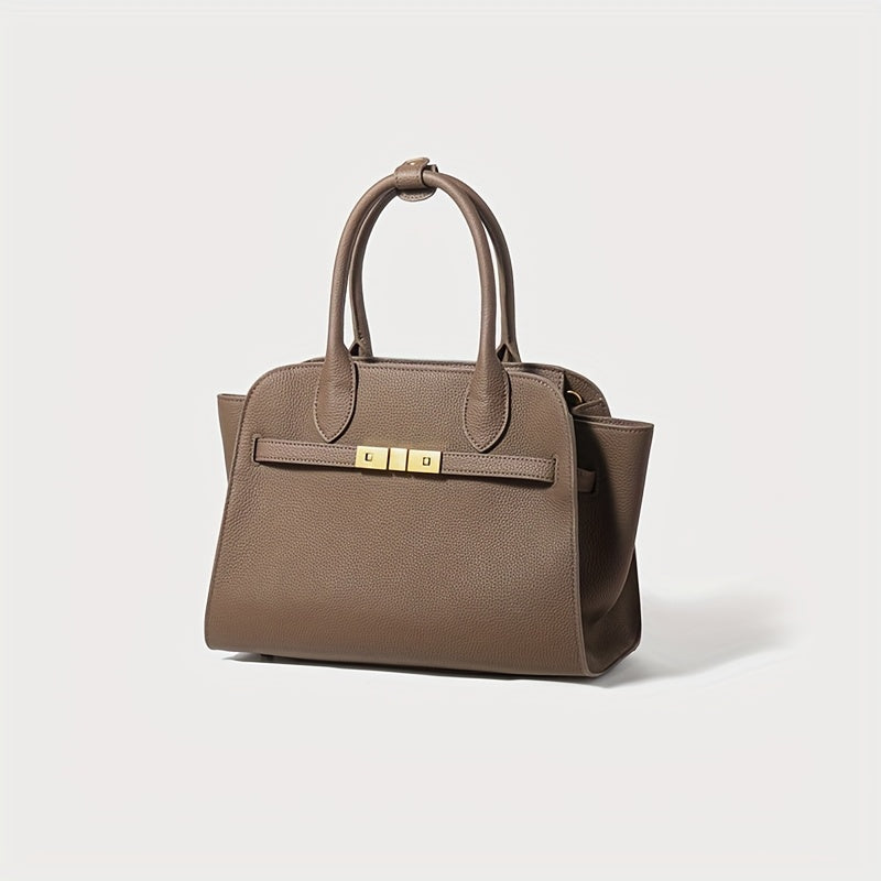 Women's Gray Leather Handbag Professional & Casual Purse