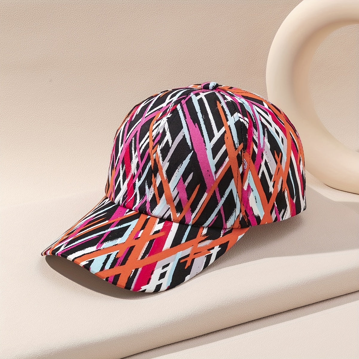 Y2K Stripe Graffiti Baseball Cap Hip Hop Dad Hat