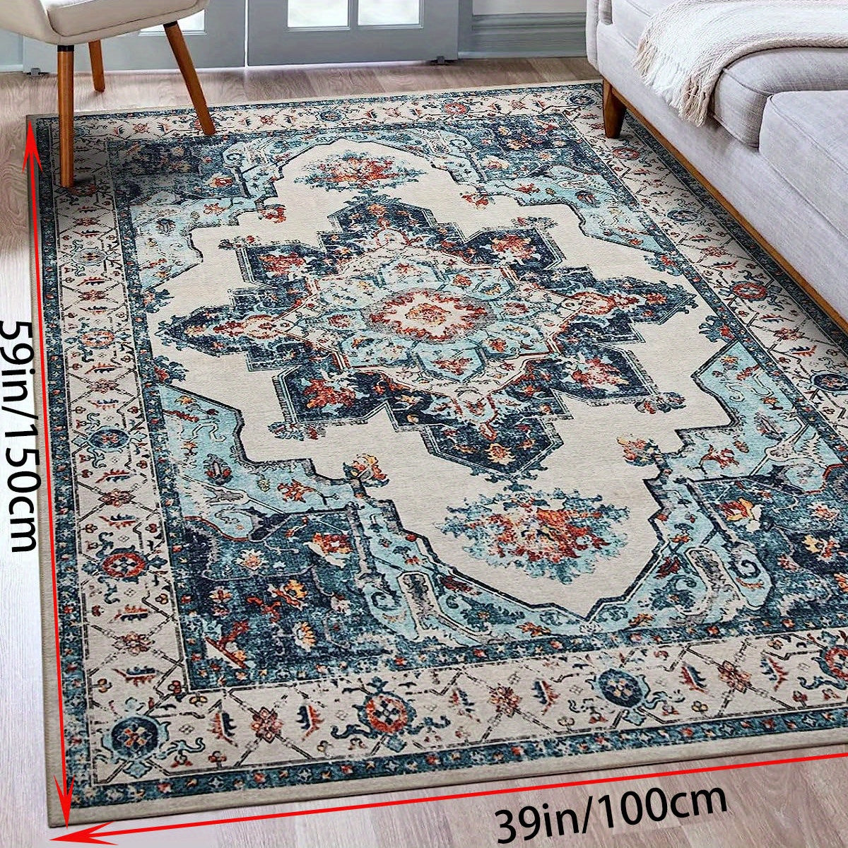 Bohemian Printed Flannel Floor Foam Mat, Non-slip, Machine Washable