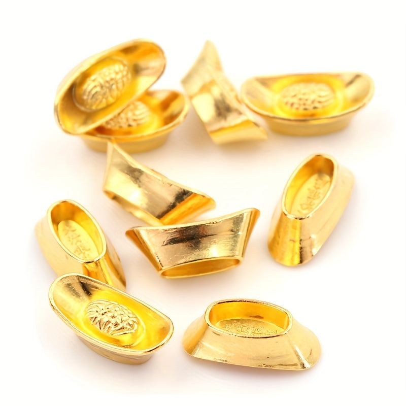 10pcs Chinese Golden Ingot Lucky Yuanbao Decor For Fortune