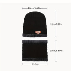 Men's Winter Hat Neck Warmer Set Knitted Beanie Cycling Ear Protection Pullover