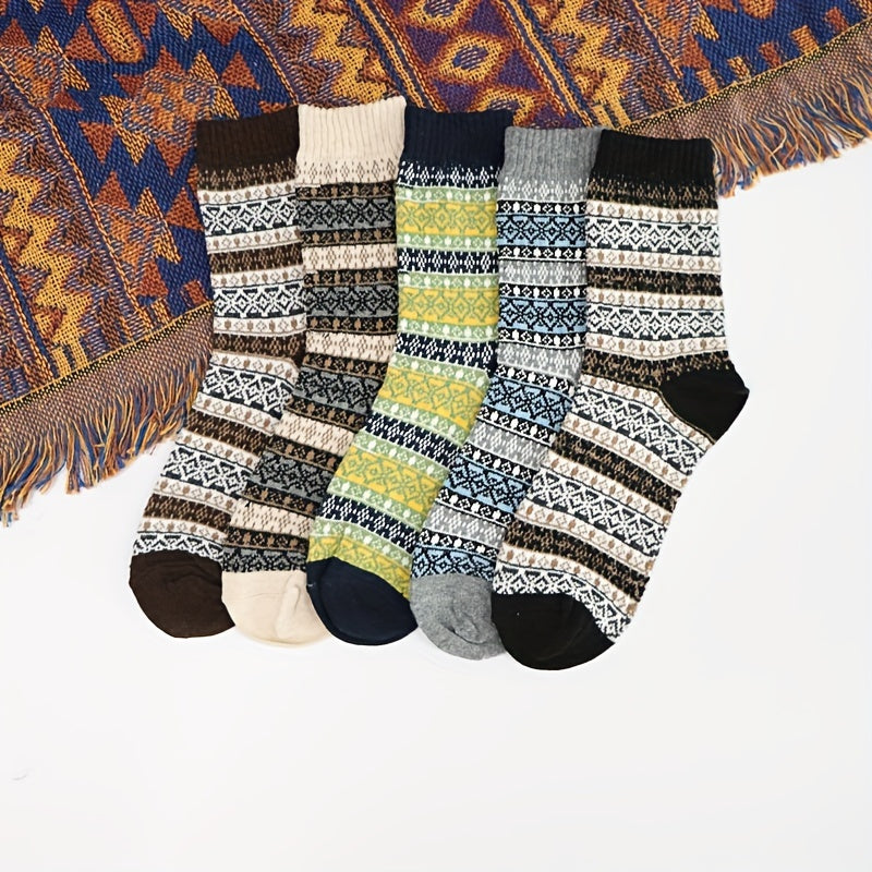 5 Pairs Winter Warm Socks Casual Knit Socks Outdoor Socks Thick Warm Socks
