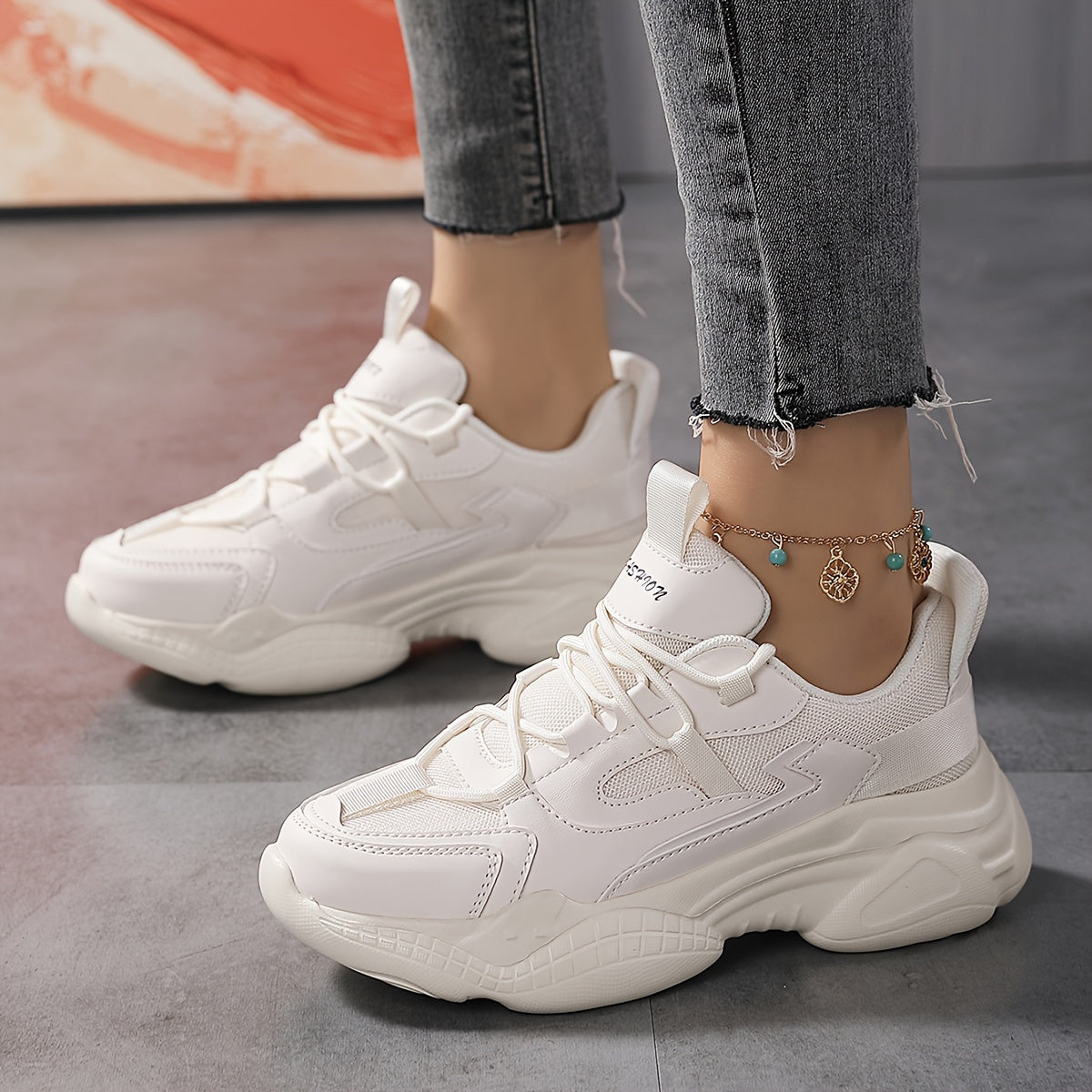 Women's Thick-soled Running Shoes Lightweight Comfortable Anti-skid Sneakers
