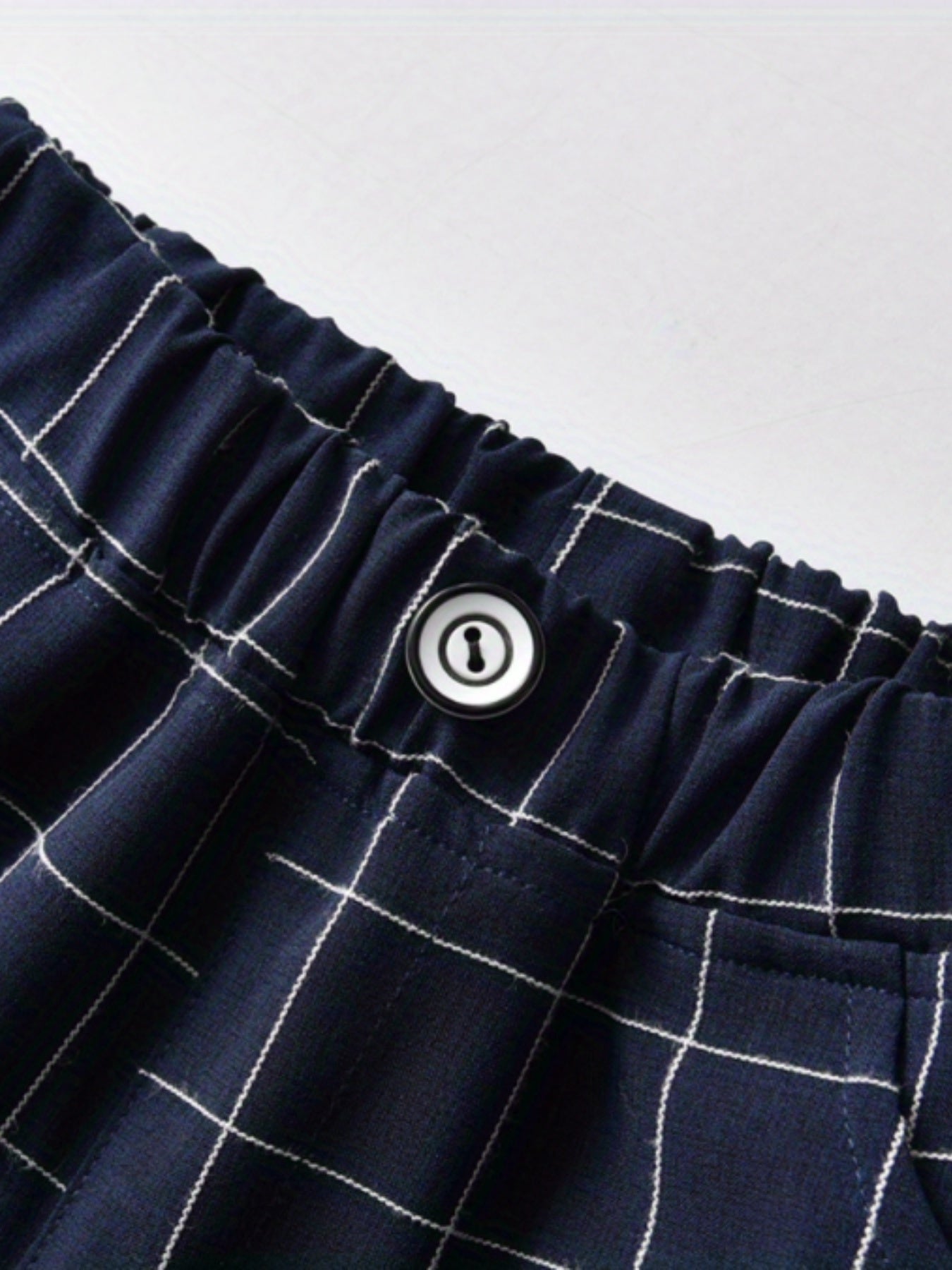 Boys Plaid Suspender Shorts Preppy Style