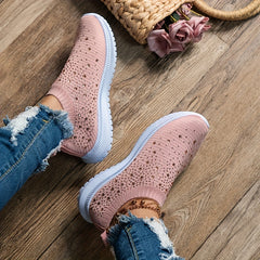 Women's Rhinestone Sock Sneakers Slip On Sports Shoes