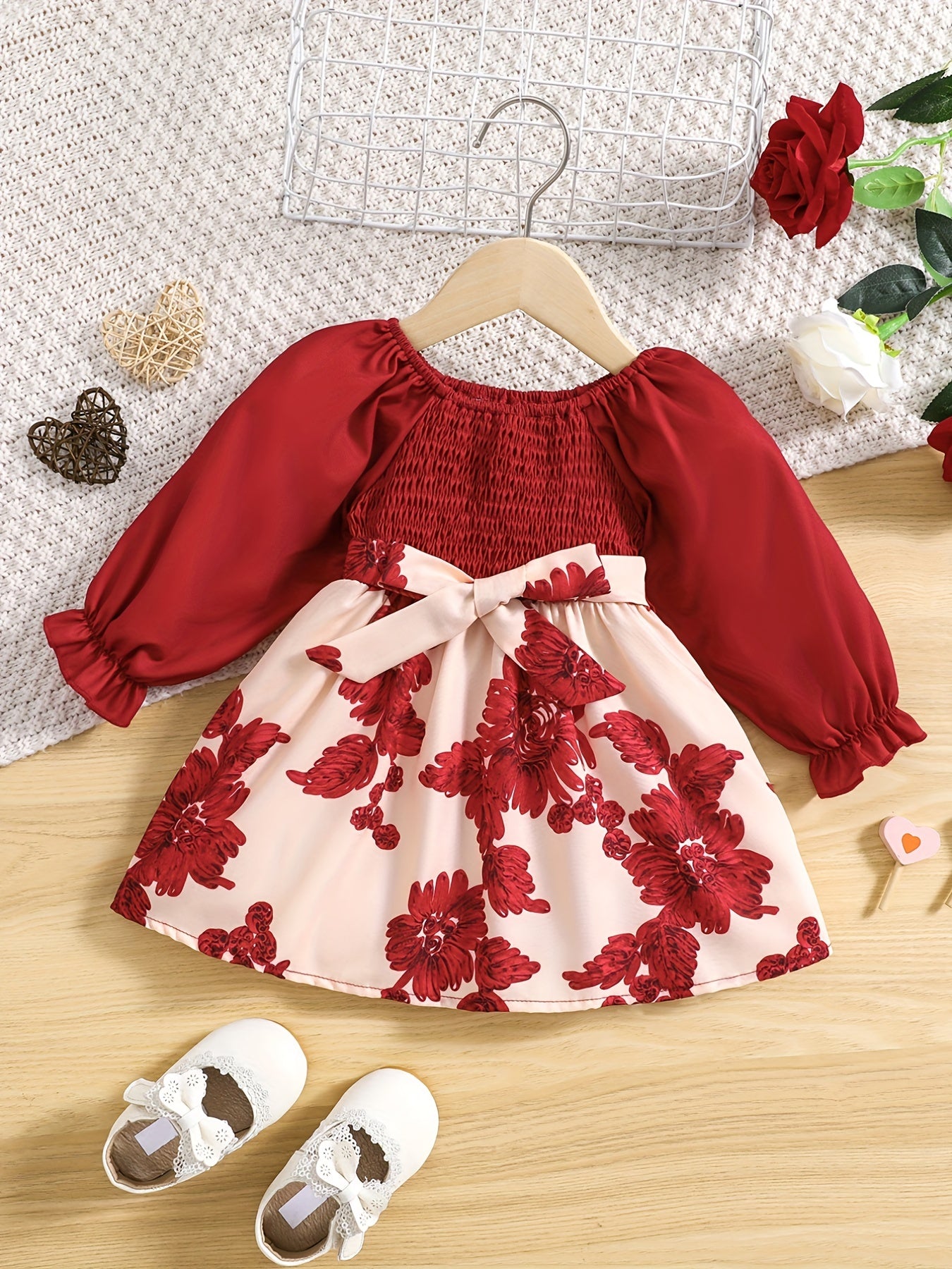 Floral Print Long Sleeve Princess Dress for Toddler Baby Girls