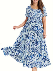 Floral Print Short Sleeve Maxi Dress