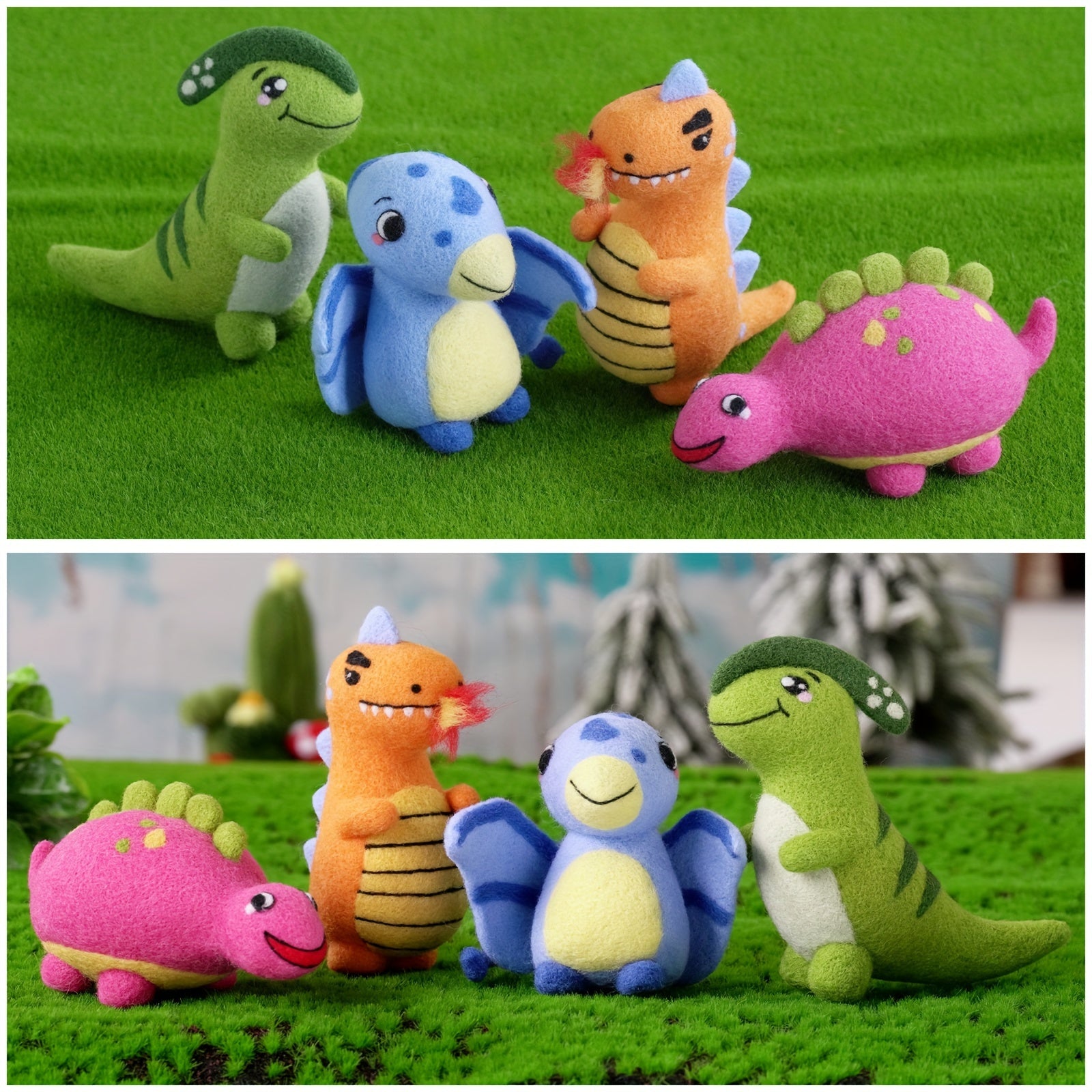 4pcs Dinosaur Wool Needle Felting Kit for Beginners