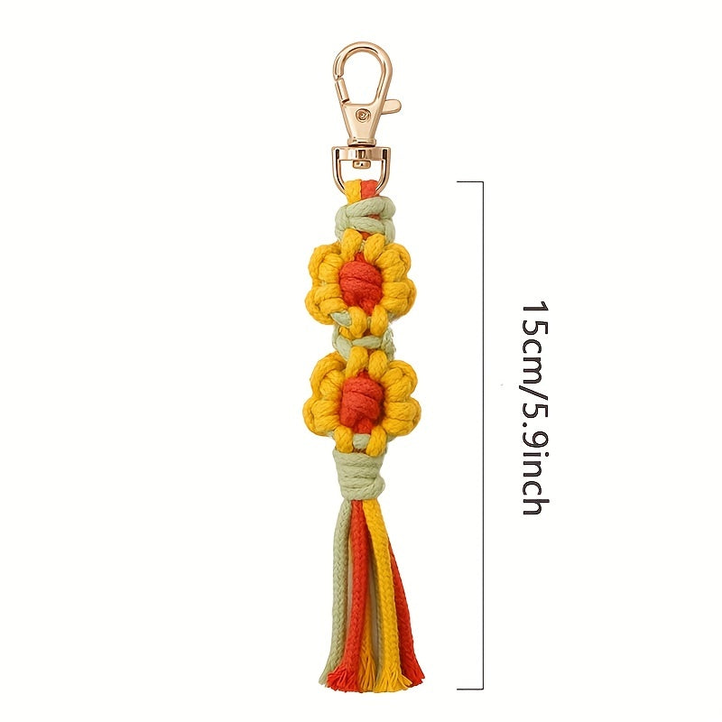 Hand Woven Little Daisy Keychain for Girls