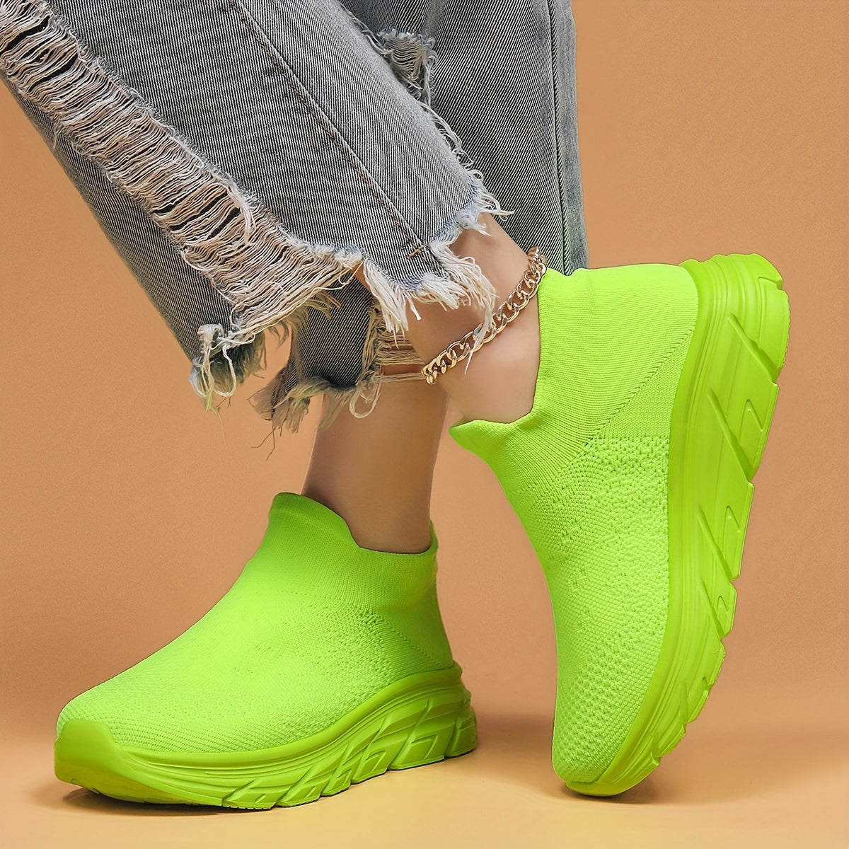 Mesh Slip On Breathable Running Shoes Soft Comfortable Shock Absorption Sneakers