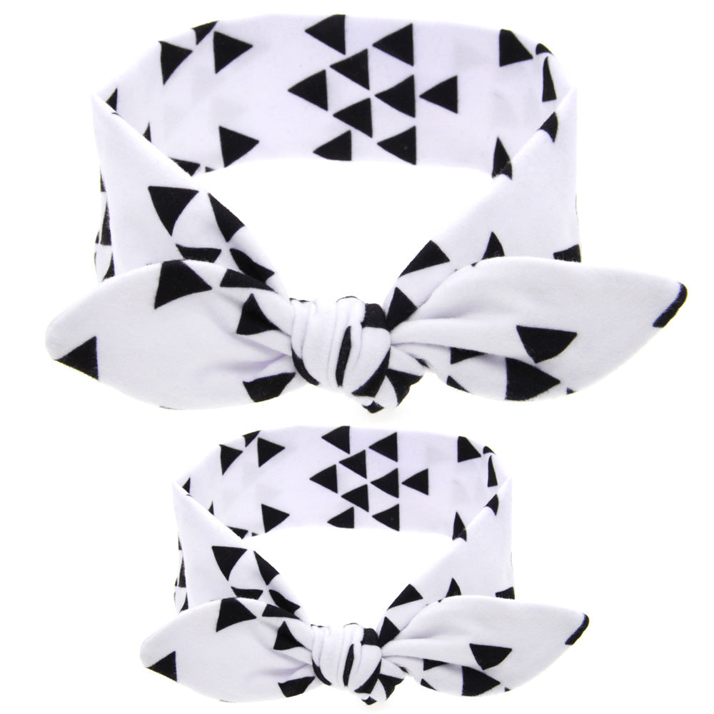 2pcs Parent-child Headband Classic Lattice Rabbit Ear Hair Band Set