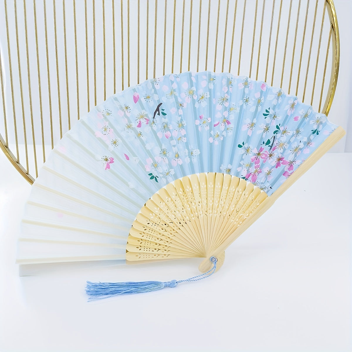 Chinese Flower Pattern Folding Fan Cheongsam Accessories Stage Performance