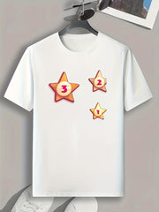 Star Pattern Print Men's Comfy Sports T-shirt