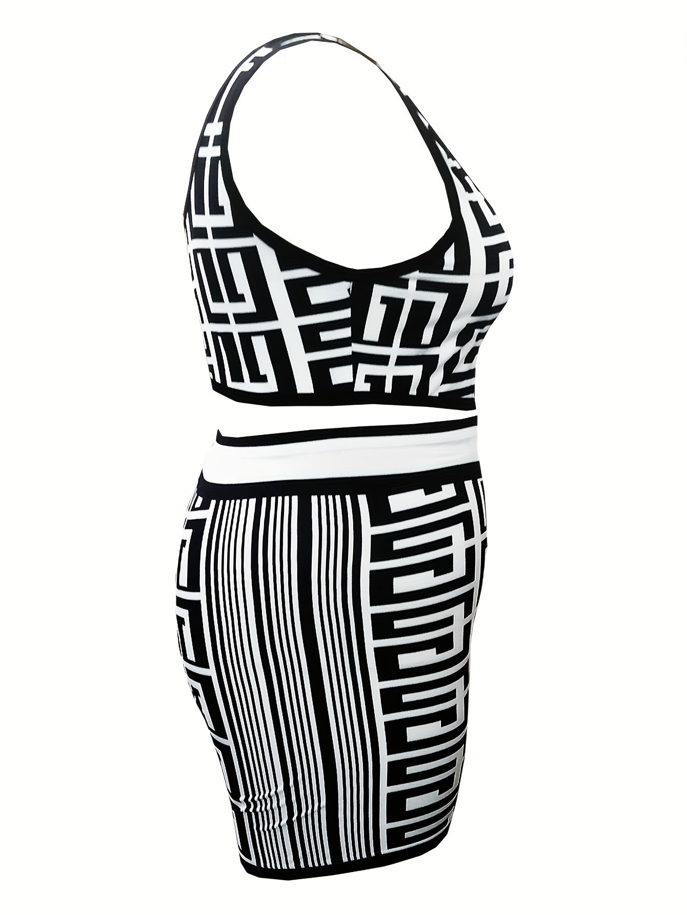 Allover Print Crop Tank & Biker Shorts Set