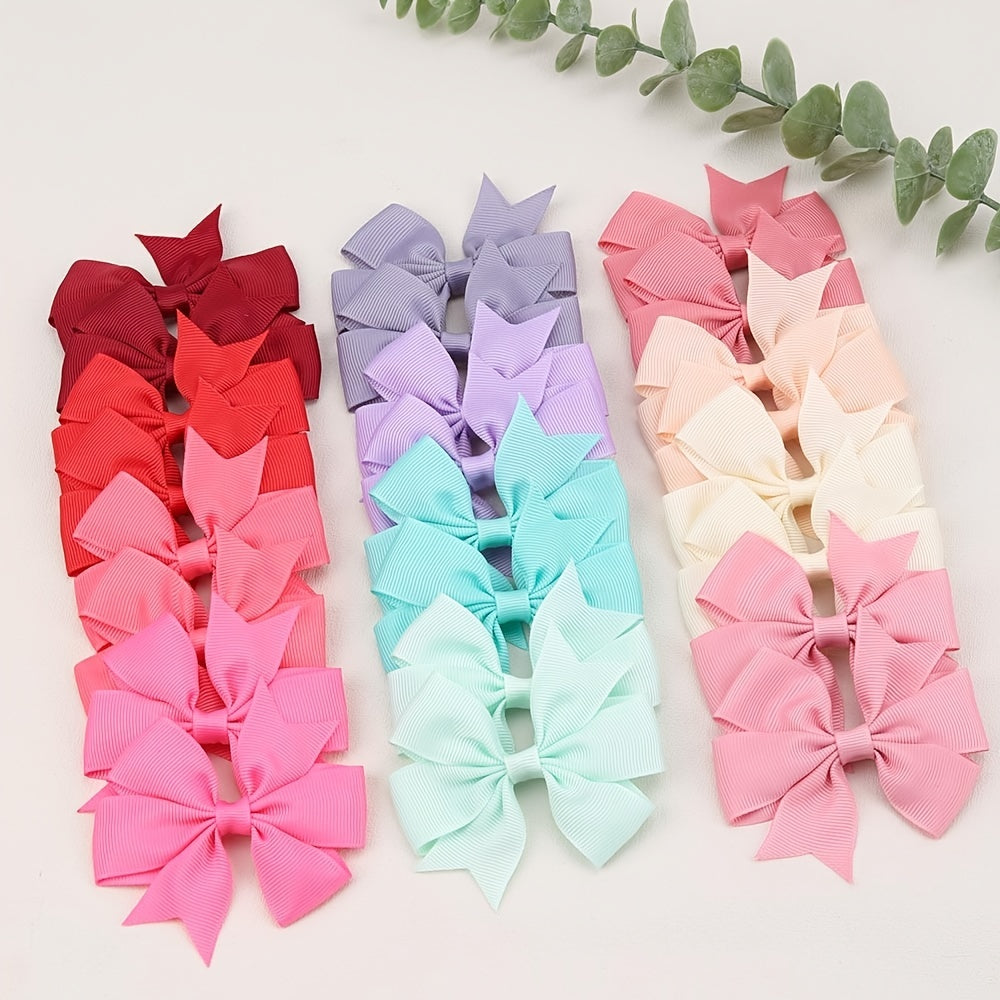 2PCS Baby Girls Grosgrain Ribbon Hair Bows Boutique Pinwheel Bow Hair Clips
