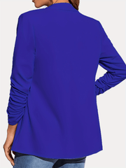 Ruched Open Front Blazer Solid Work Office Outerwear