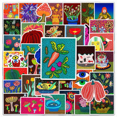 50 Hand-painted Polka Dot Stickers for Journal, Books, Cups