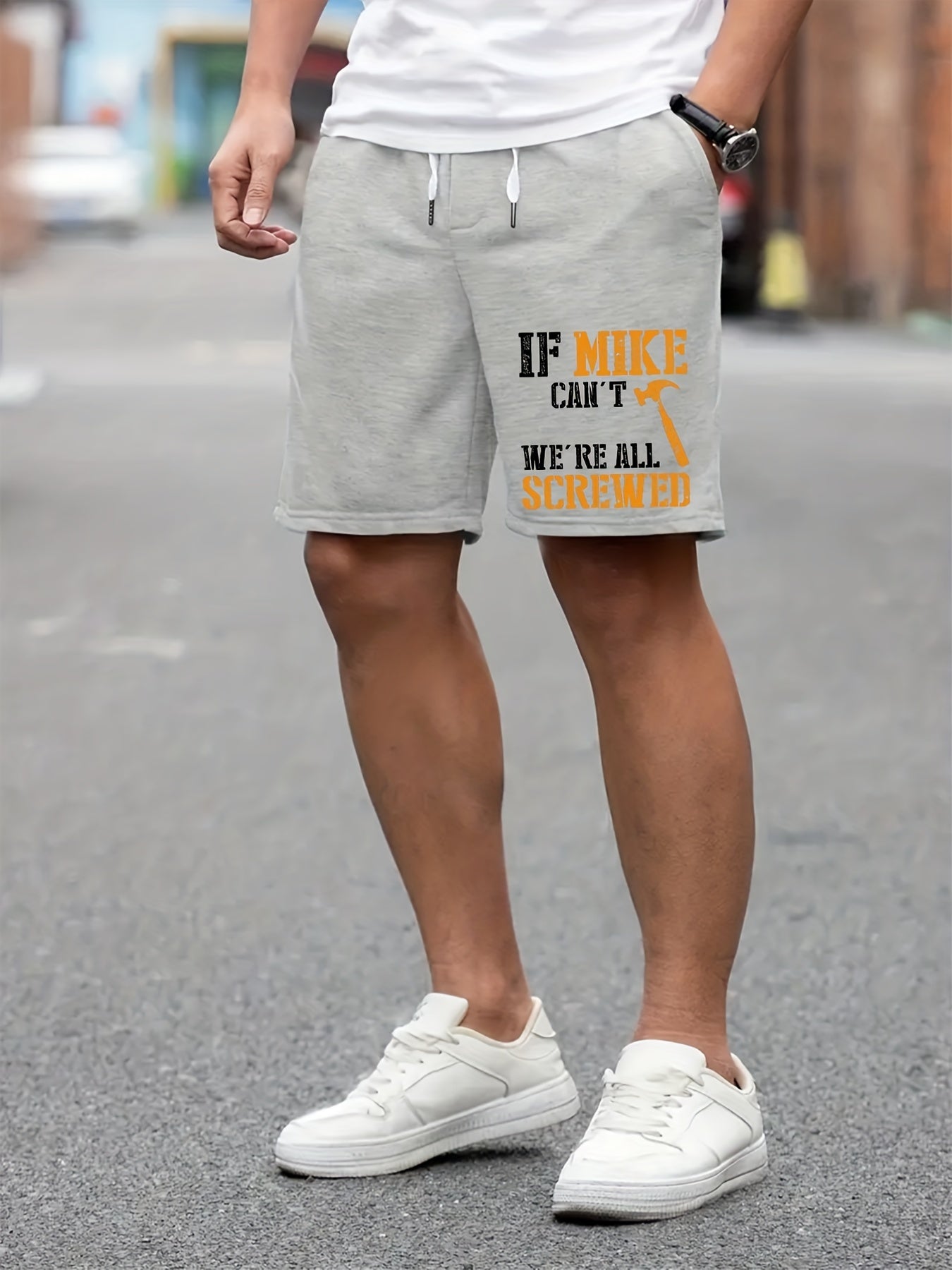 Men's Grumpy Old Man Print Drawstring Shorts