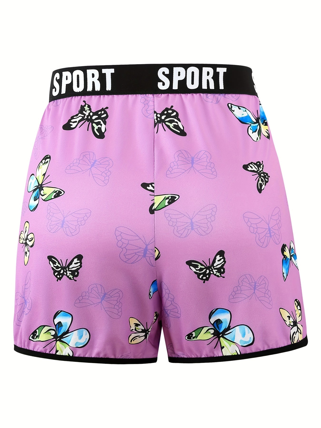 Butterfly Print Pajama Shorts with Letter Tape