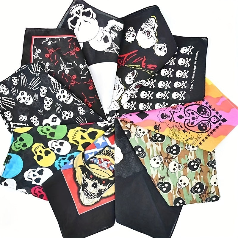 Hip Hop Skull Pattern Gradient Bandana Head Wrap