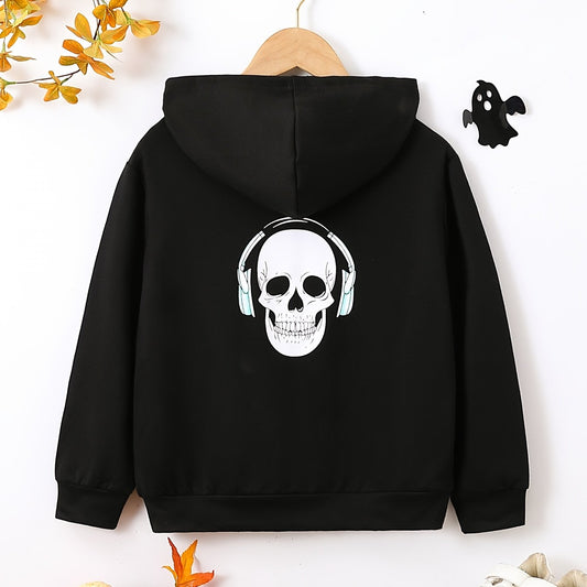 Funny Skull Print Boys Hoodie Long Sleeve Sweatshirt