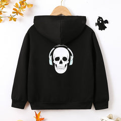 Funny Skull Print Boys Hoodie Long Sleeve Sweatshirt