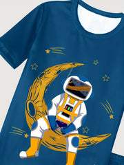 Boy's Moon Astronaut Pajama Set Short Sleeve Top & Shorts