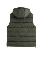 Solid Hooded Padded Vest Women's Winter Clothing