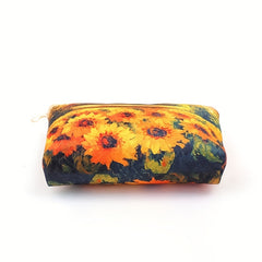 Sunflower Print Zipper Pouch Lightweight Clutch Coin Purse