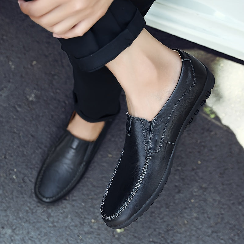 CLOHOO Personalized Leather Loafer Shoes Lightweight Rubber Sole