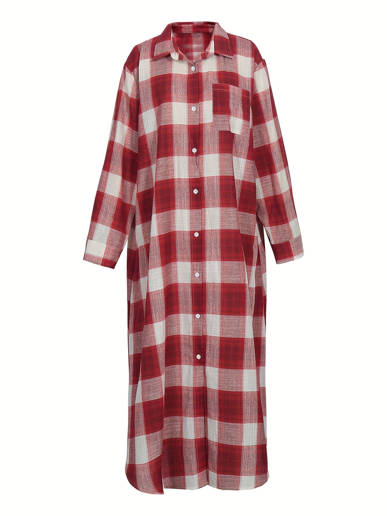 Gingham Print Polo Neck Shirt Dress