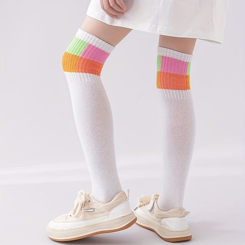 Girls Kids Knee High Socks Breathable Comfy Long Over The Knee Socks