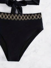 Round Neck Bikini Sets High Waist Two Pieces Swimsuit