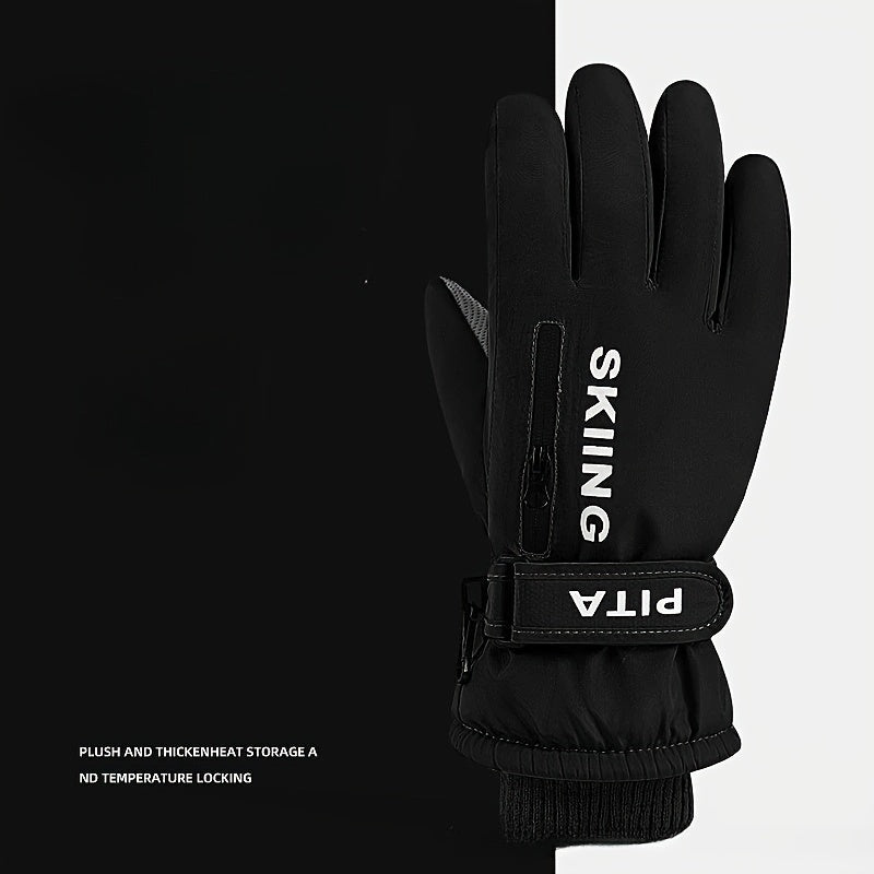 Waterproof Winter Skiing Gloves Touch Screen with Zippered Pockets