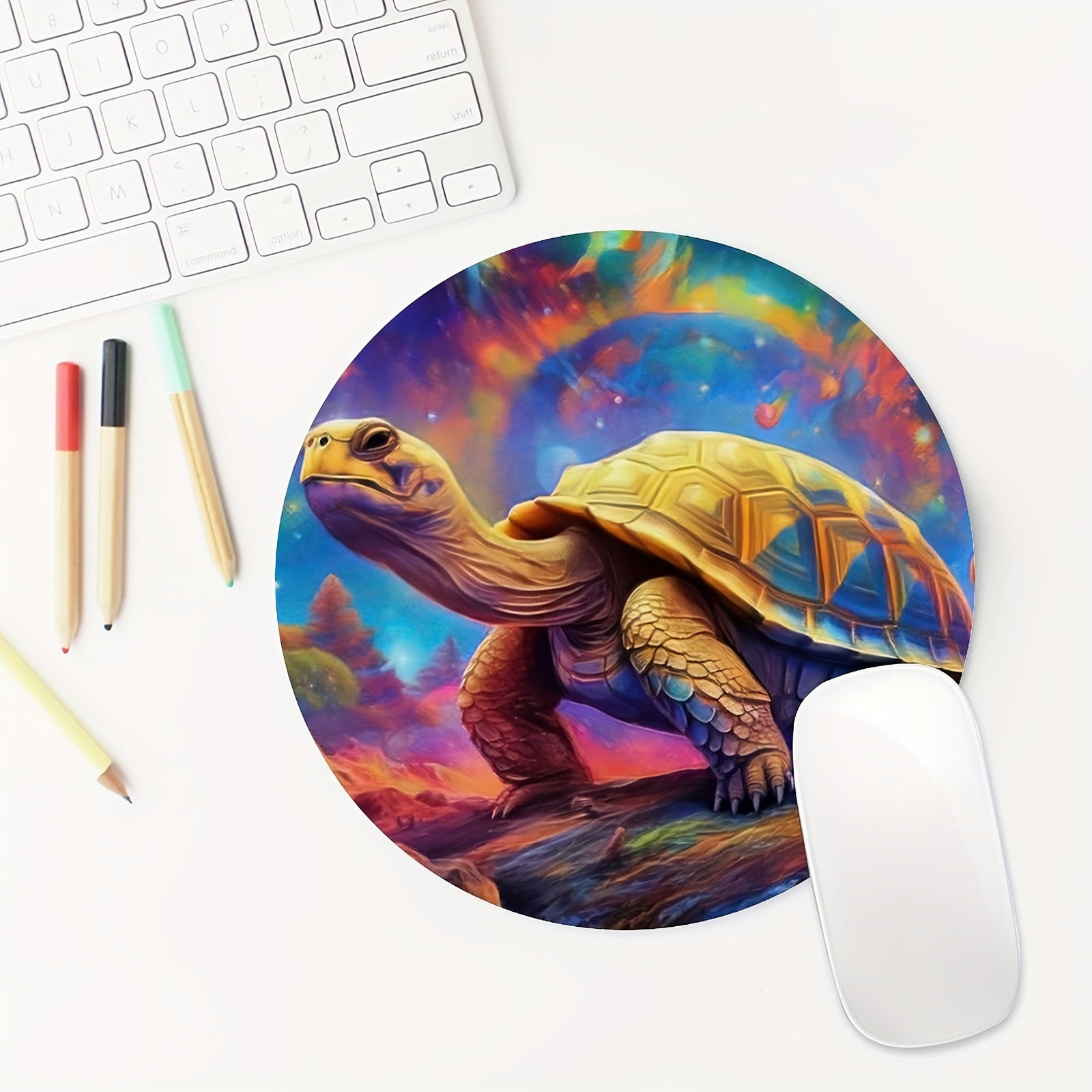 Turtle Round Mouse Mat Mouse Pad Non Slip Rubber Base 7.87 X 7.87 X 0.1inch