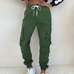 Y2K Solid Drawstring Cargo Pants Women's Clothing