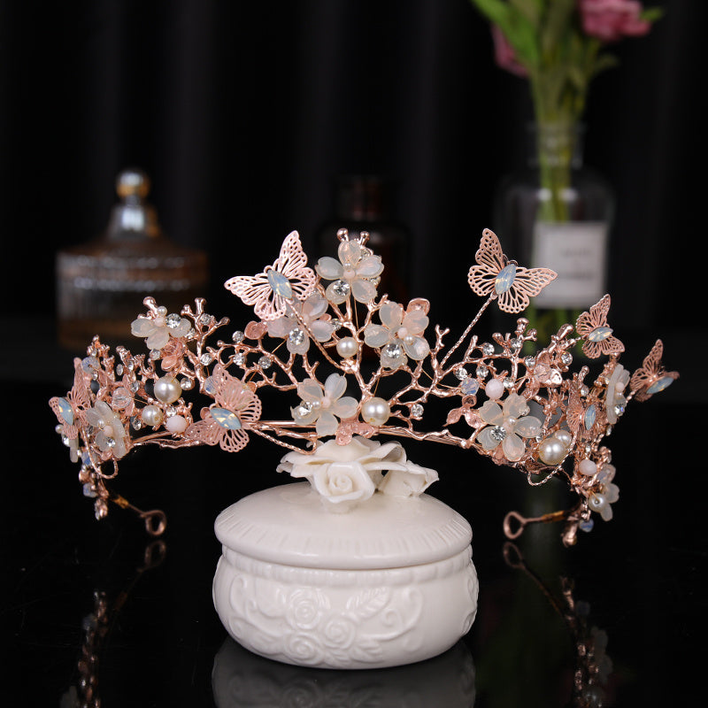 Butterfly Crown Flower Rhinestone Tiara for Women