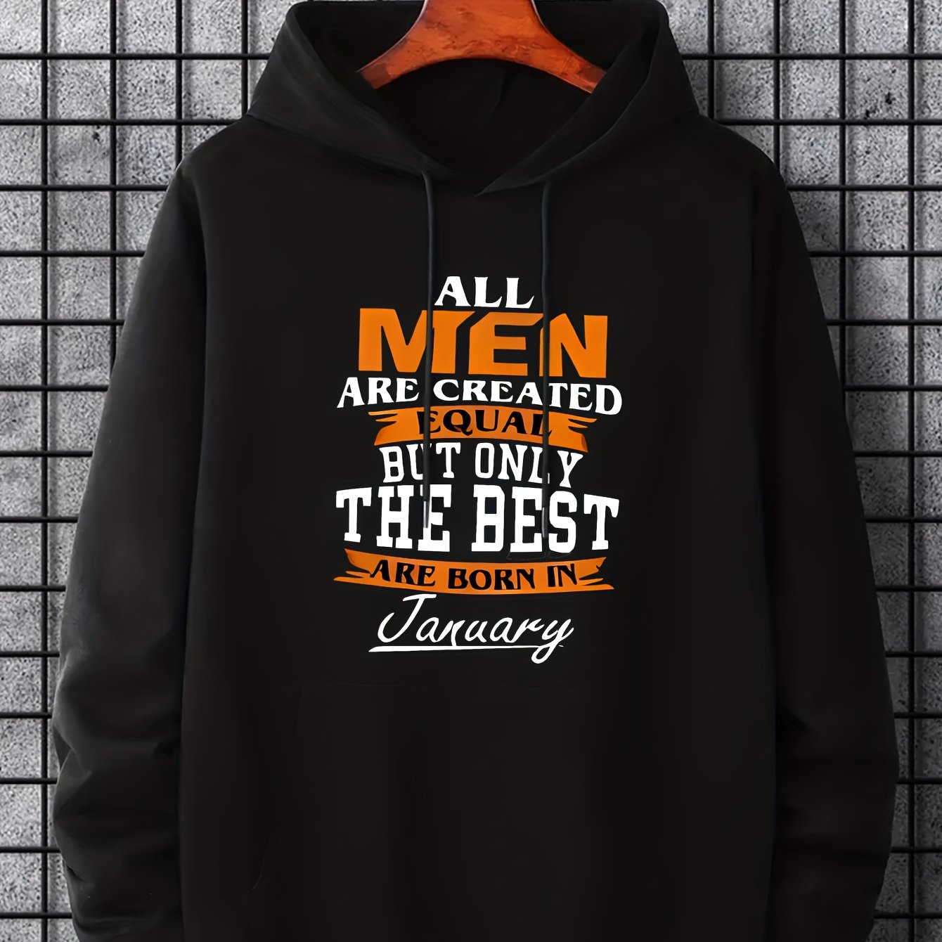 Men's January Print Hoodie Casual Slightly Stretch