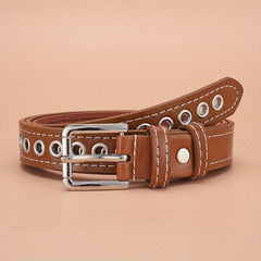 Punk PU Leather Casual Belt with Metal Square Buckle