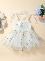 Toddler Girls Lace Up Princess Dress With Floral Embroidery