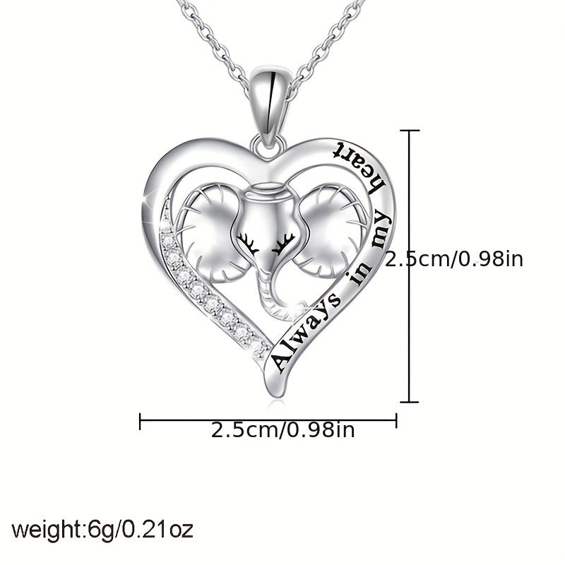Girl's Elephant Pendant Necklace Heart Shaped Animal Necklace